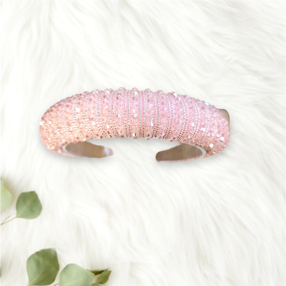 086  - Elegant Pink Rhinestone Headband